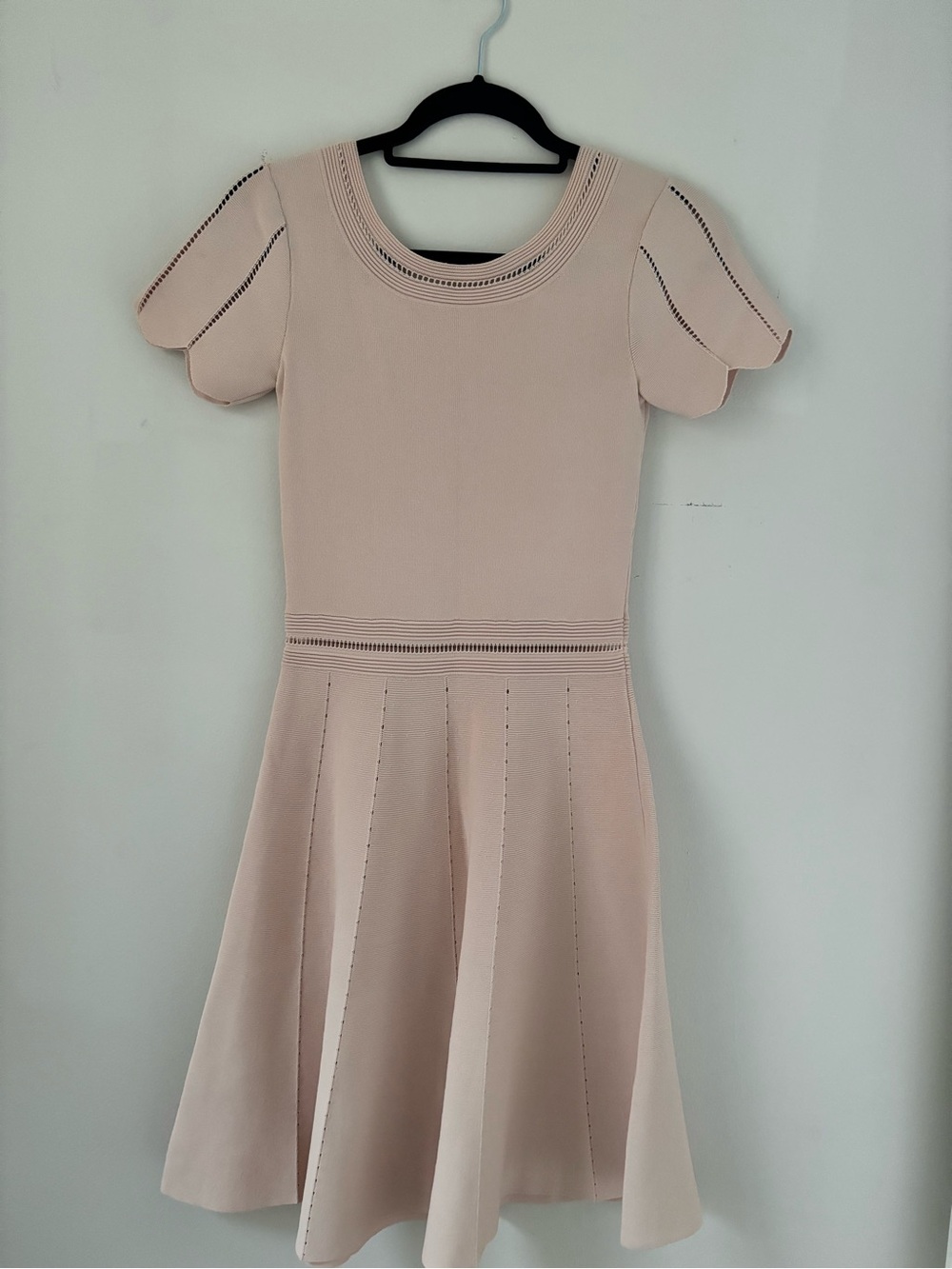 SandroWomen's Light Pink Knit Fit-and-Flare Dress